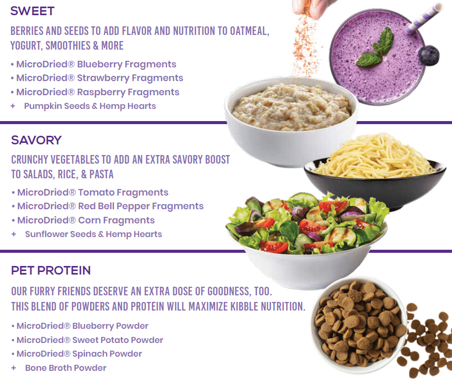 MicroDried dried ingredients toppers sell sheet